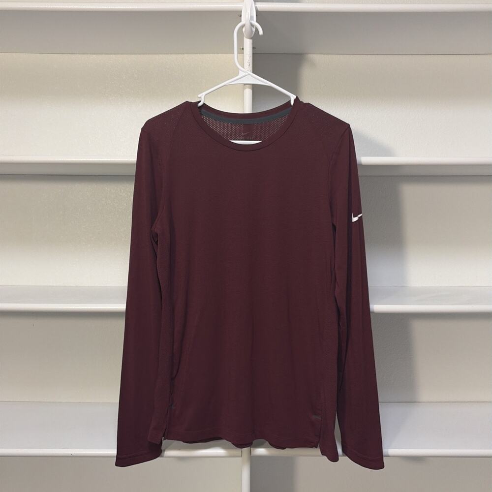 Nike Classic Mesh Womens Top Casual Lightweight - Maroon - Size Large
